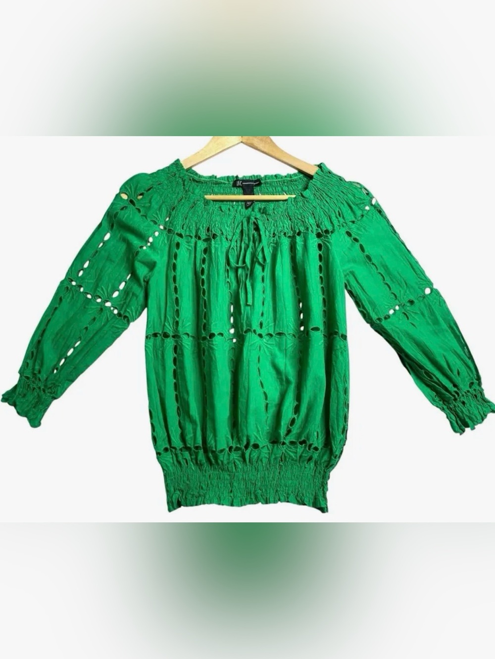 INC Boho Eyelet Peasant Top